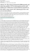 Cover page: Abstract 44: Hexyl-benzyl-biguanide (HBB) potently and selectively inhibits CYP3A4 epoxygenase activity and inhibits EET stabilization of mitochondrial respiration in ER+HER2- breast cancer cells, inducing glycolysis and pyruvate biosynthesis