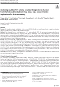 Cover page: Analyzing quality of life among people with opioid use disorder from the National Institute on Drug Abuse Data Share initiative: implications for decision making