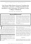 Cover page: Can poetry make better doctors? Teaching the humanities and arts to medical students and residents at the University of California, Irvine, College of Medicine.