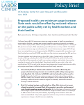 Cover page: Proposed health care minimum wage increase: State costs would be offset by reduced reliance on the public safety net by health workers and their families
