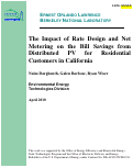 Cover page: The Impact of Rate Design and Net Metering on the Bill Savings from Distributed PV for Residential Customers in California