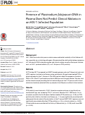 Cover page: Presence of Plasmodium falciparum DNA in Plasma Does Not Predict Clinical Malaria in an HIV-1 Infected Population