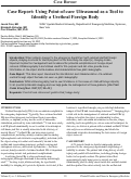 Cover page: Case Report: Using Point-of-care Ultrasound as a Tool to Identify a Urethral Foreign Body