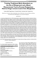 Cover page: Training traditional birth attendants on the use of misoprostol and a blood measurement tool to prevent postpartum haemorrhage: lessons learnt from Bangladesh.