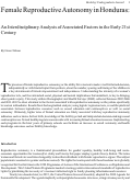 Cover page: Female Reproductive Autonomy in Honduras:   An Interdisciplinary Analysis of Associated Factors in the Early 21st Century