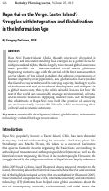 Cover page: Rapa Nui on the Verge: Easter Island’s Struggles with Integration and Globalization in the Information Age