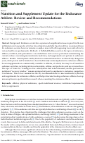 Cover page: Nutrition and Supplement Update for the Endurance Athlete: Review and Recommendations