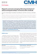 Cover page: Magnetic resonance imaging following treatment of advanced hepatocellular carcinoma with sorafenib.