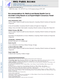 Cover page: Recommendations for Medical and Mental Health Care in Assisted Living Based on an Expert Delphi Consensus Panel: A Consensus Statement.
