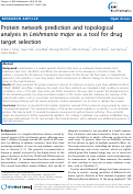 Cover page: Protein network prediction and topological analysis in Leishmania major as a tool for drug target selection
