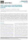 Cover page: PACS-1 variant protein is aberrantly localized in Caenorhabditis elegans model of PACS1/PACS2 syndromes.