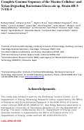 Cover page: Complete Genome Sequence of the Marine Cellulose-and Xylan-Degrading Bacterium Glaciecola sp. Strain 4H-3-7+YE-5