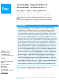 Cover page: Assessing the reproducibility of discriminant function analyses