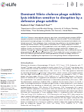 Cover page: Dominant Vibrio cholerae phage exhibits lysis inhibition sensitive to disruption by a defensive phage satellite.