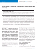 Cover page: Sleep Health: Reciprocal Regulation of Sleep and Innate Immunity.