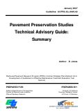 Cover page of Pavement Preservation Studies Technical Advisory Guide: Summary