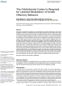 Cover page: The Orbitofrontal Cortex Is Required for Learned Modulation of Innate Olfactory Behavior.