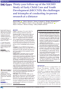 Cover page: Thirty-year follow-up of the NICHD Study of Early Child Care and Youth Development (SECCYD): the challenges and triumphs of conducting in-person research at a distance