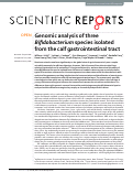 Cover page: Genomic analysis of three Bifidobacterium species isolated from the calf gastrointestinal tract