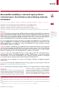 Cover page: Microsatellite instability in mismatch repair proficient colorectal cancer: clinical features and underlying molecular mechanisms.