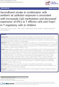 Cover page: Secondhand smoke in combination with ambient air pollution exposure is associated with increased CpG methylation and decreased expression of IFN-gamma in T effector cells and Foxp3 in T regulatory cells in children