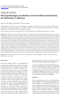 Cover page: Neuropathologic correlates of trial-related instruments for Alzheimer's disease.