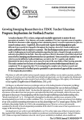 Cover page: Growing Emerging Researchers in a TESOL Teacher Education Program: Implications for Feedback Practice