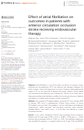 Cover page: Effect of atrial fibrillation on outcomes in patients with anterior circulation occlusion stroke receiving endovascular therapy.