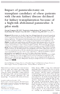 Cover page: Impact of panniculectomy on transplant candidacy of obese patients with chronic kidney disease declined for kidney transplantation because of a&nbsp;high-risk abdominal panniculus: A pilot study