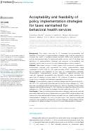 Cover page: Acceptability and feasibility of policy implementation strategies for taxes earmarked for behavioral health services.