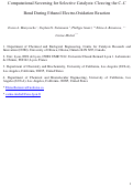 Cover page: Computational screening for selective catalysts: Cleaving the CC bond during ethanol electro-oxidation reaction