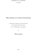 Cover page: Three Essays on Creative Destruction