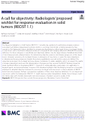 Cover page: A call for objectivity: Radiologists proposed wishlist for response evaluation in solid tumors (RECIST 1.1).