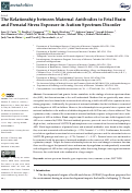 Cover page: The Relationship between Maternal Antibodies to Fetal Brain and Prenatal Stress Exposure in Autism Spectrum Disorder