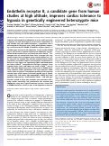 Cover page: Endothelin receptor B, a candidate gene from human studies at high altitude, improves cardiac tolerance to hypoxia in genetically engineered heterozygote mice.