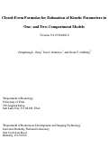 Cover page: Closed-Form Formulas for Estimation of Kinetic Parameters in
One- and Two-Compartment Models