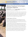 Cover page of Manure Treatment Technologies: Anaerobic Digesters