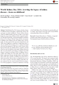 Cover page: World Kidney Day 2016: Averting the legacy of kidney disease—focus on childhood