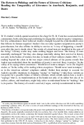 Cover page: The Return to Philology and the Future of Literary Criticism: Reading the Temporality of Literature in Auerbach, Benjamin, and Dante