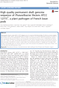 Cover page: High quality permanent draft genome sequence of Phaseolibacter flectens ATCC 12775T, a plant pathogen of French bean pods