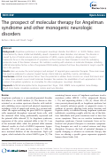 Cover page: The prospect of molecular therapy for Angelman syndrome and other monogenic neurologic disorders