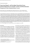 Cover page: Functional signal- and paradigm-dependent linear relationships between synaptic activity and hemodynamic responses in rat somatosensory cortex