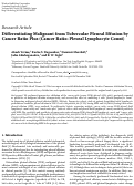 Cover page: Differentiating Malignant from Tubercular Pleural Effusion by Cancer Ratio Plus (Cancer Ratio: Pleural Lymphocyte Count)