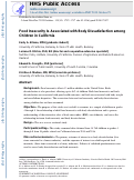 Cover page: Food Insecurity Is Associated with Body Dissatisfaction among Children in California