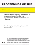 Cover page: Effects of ionic liquid to water ratio as a composite medium for the synthesis of LiFePO<sub>4</sub>for battery