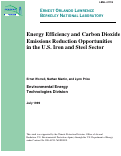 Cover page: Energy efficiency and carbon dioxide emissions reduction opportunities 
in the U.S. Iron and Steel sector