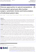 Cover page: Clinician approaches to spinal manipulation for persistent spinal pain after lumbar surgery: systematic review and meta-analysis of individual patient data.