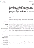 Cover page: Analysis of Purified Pancreatic Islet Beta and Alpha Cell Transcriptomes Reveals 11β-Hydroxysteroid Dehydrogenase (Hsd11b1) as a Novel Disallowed Gene