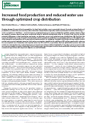 Cover page: Increased food production and reduced water use through optimized crop distribution