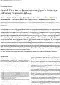 Cover page: Frontal White Matter Tracts Sustaining Speech Production in Primary Progressive Aphasia